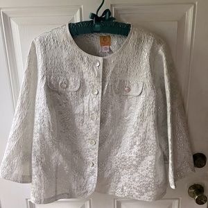 White with silver embellishments women’s blazer Size 18